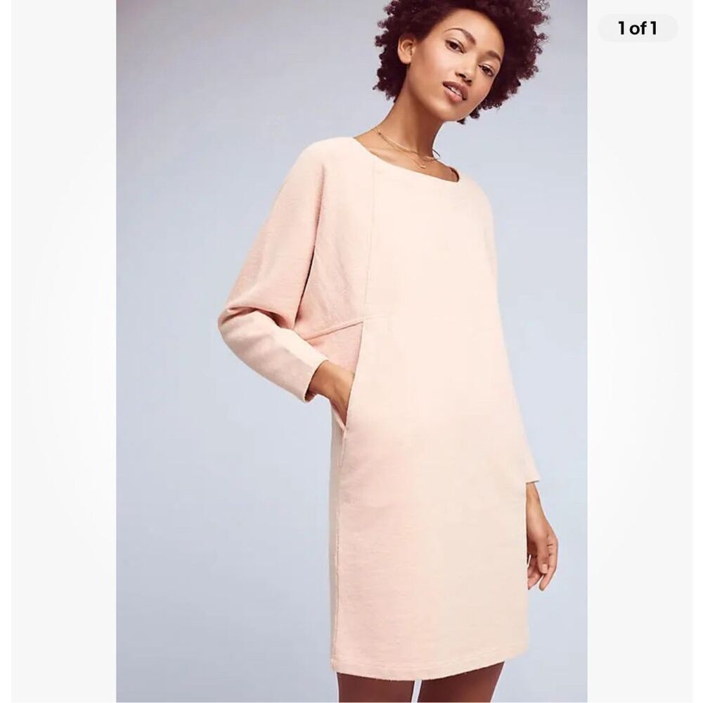 Anthropologie Holding Horses Cocoon Sweatshirt Dress Peach Pockets S